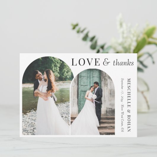 愛と感謝していアーエレガントチの結婚写真 サンキューカード (スタンド正面)