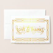 愛と感謝していアールデコの結婚金ゴールドグリーンフォト 箔カード (封筒付き正面)
