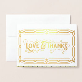 愛と感謝していアールデコの結婚金ゴールドグリーンフォト 箔カード