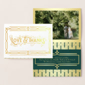 愛と感謝していアールデコの結婚金ゴールドグリーンフォト 箔カード (ディスプレー)
