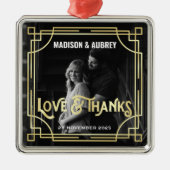 愛と感謝していアールデコの結婚金ゴールド写真の追加 メタルオーナメント (正面)