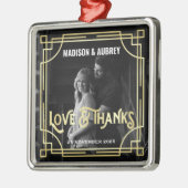 愛と感謝していアールデコの結婚金ゴールド写真の追加 メタルオーナメント (左)