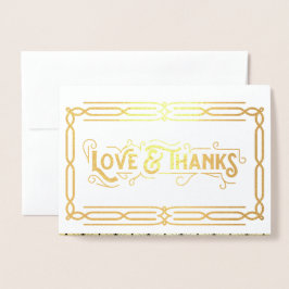 愛と感謝していアールデコの結婚金ゴールド黒い写真 箔カード