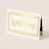 愛と感謝していアールデコの結婚金ゴールド黒い写真 箔カード (正面)