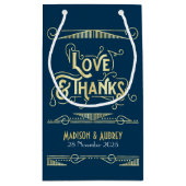 愛と感謝していアールデコの結婚金ゴールド・ブルー スモールペーパーバッグ (裏面)