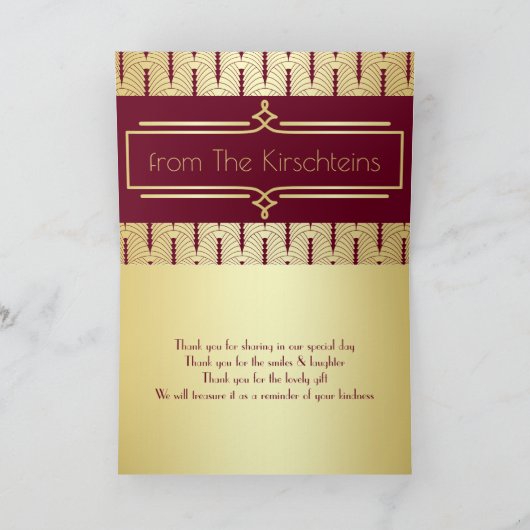 愛と感謝していアールデコバルガンディ結婚の写真 カード (内部)