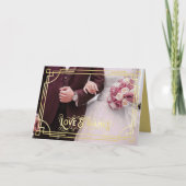 愛と感謝していアールデコバルガンディ結婚の写真 カード (正面)