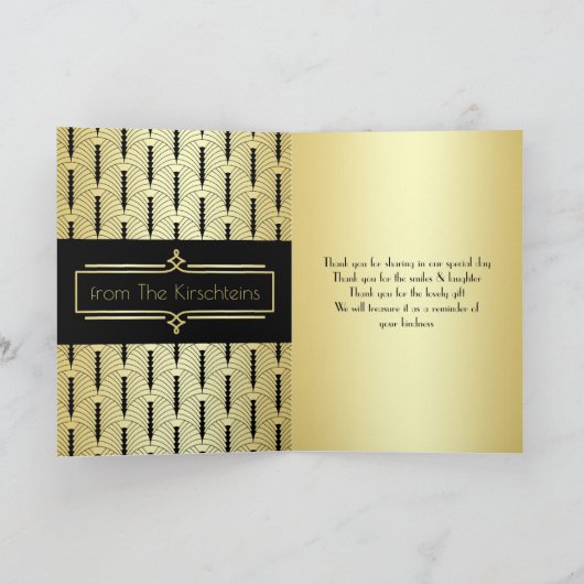 愛と感謝していアールデコ金ゴールド黒写真ありがとう サンキューカード (内部)