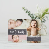 愛と感謝していカスタム写真コラージュ赤ちゃんシャワー サンキューカード (スタンド正面)