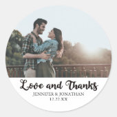 愛と感謝していカップルフォトシック結婚ズ ラウンドシール (正面)