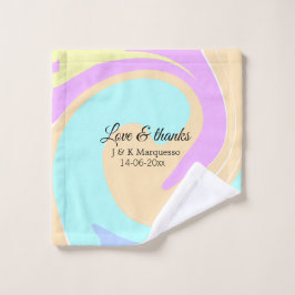 愛と感謝していカラフル大理石結婚の名前 ウォッシュタオル