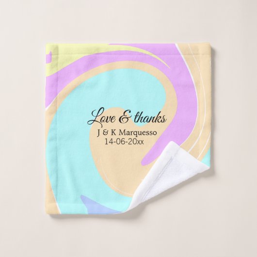 愛と感謝していカラフル大理石結婚の名前 ウォッシュタオル (ウォッシュタオル)