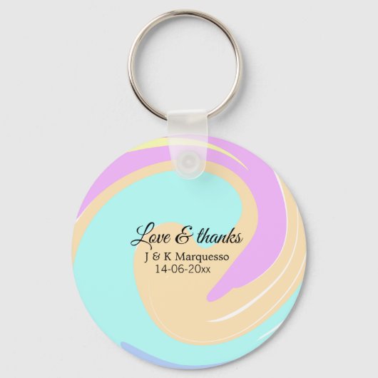 愛と感謝していカラフル大理石結婚の名前 キーホルダー (正面)