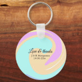 愛と感謝していカラフル大理石結婚の名前 キーホルダー (裏面)