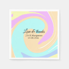愛と感謝していカラフル大理石結婚の名前 スタンダードカクテルナプキン