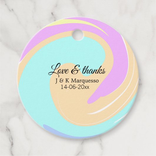 愛と感謝していカラフル大理石結婚の名前 フェイバータグ (正面)