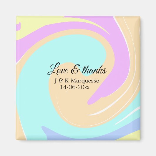 愛と感謝していカラフル大理石結婚の名前 マグネット (正面)