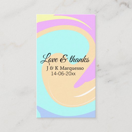 愛と感謝していカラフル大理石結婚の名前 名刺 (正面)