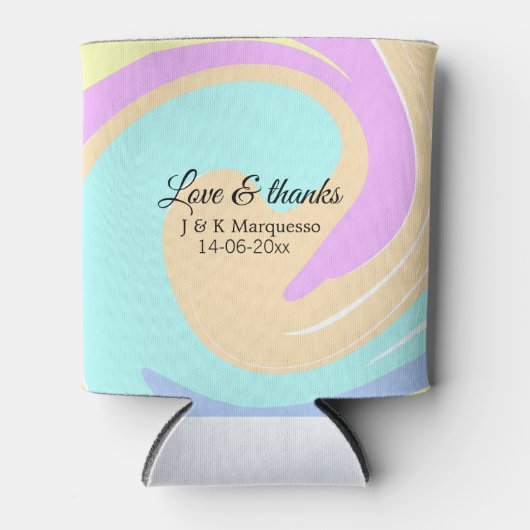 愛と感謝していカラフル大理石結婚の名前 缶クーラー (正面)