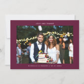 愛と感謝していシンプルの写真結婚クランベリー サンキューカード (正面)