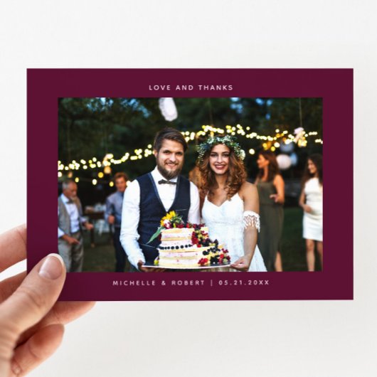 愛と感謝していシンプルの写真結婚クランベリー サンキューカード