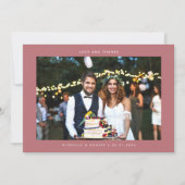 愛と感謝していシンプルの写真結婚ピンク サンキューカード (正面)