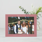 愛と感謝していシンプルの写真結婚ピンク サンキューカード (スタンド正面)