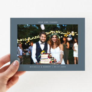 愛と感謝していシンプルの写真結婚石板ブルー サンキューカード