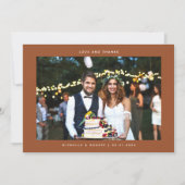 愛と感謝していシンプルの結婚写真テラコッタ サンキューカード (正面)