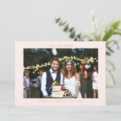 愛と感謝していシンプルの結婚写真ピーチ サンキューカード (スタンド正面)