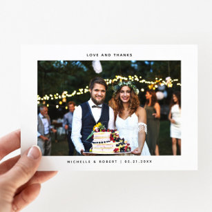 愛と感謝していシンプルの結婚写真 サンキューカード