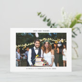 愛と感謝していシンプルの結婚写真 サンキューカード (スタンド正面)