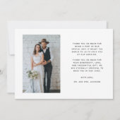 愛と感謝していシンプルの結婚写真 サンキューカード (裏面)