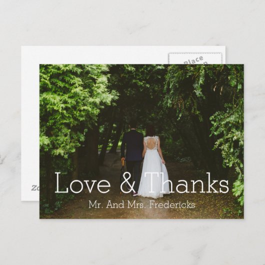 愛と感謝していシンプルの結婚写真 ポストカード (正面/裏面)