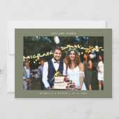 愛と感謝していシンプルの結婚写真Sage Green サンキューカード (正面)