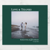 愛と感謝していシンプルエメラルドグリーン結婚の写真 スパークリングワインラベル (シングルラベル)