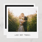愛と感謝していシンプルミニマル写真結婚の サンキューカード (正面/裏面)