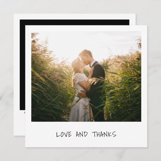 愛と感謝していシンプルミニマル写真結婚の サンキューカード (正面/裏面)