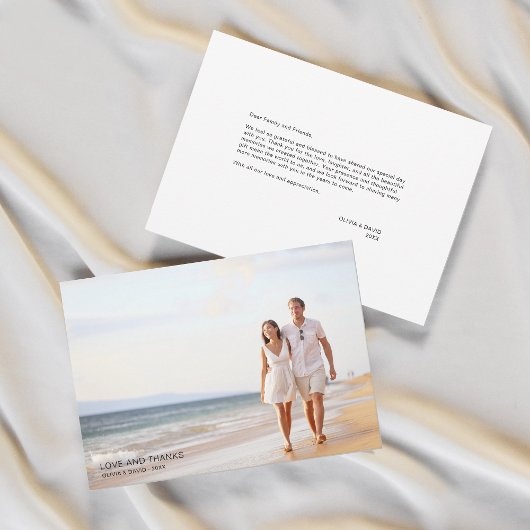 愛と感謝していシンプルモダン写真結婚の サンキューカード