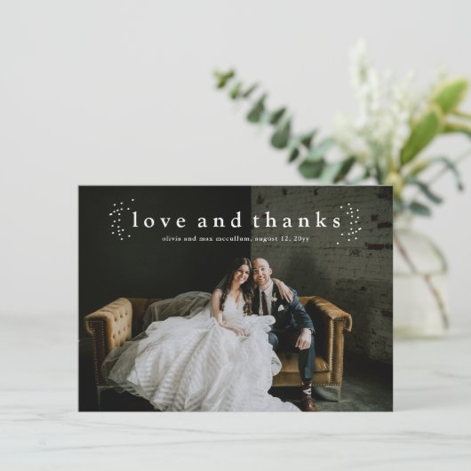 愛と感謝していシンプル写真結婚の サンキューカード (スタンド正面)