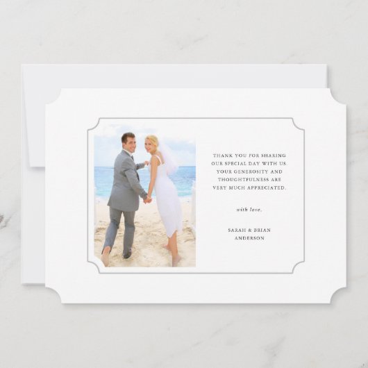 愛と感謝していシンプル結婚の2枚の写真 サンキューカード (裏面)