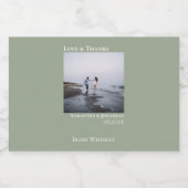 愛と感謝していシンプルSage Greenの写真結婚ミニ リキュールボトルラベル (シングルラベル)