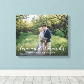 愛と感謝していシンプルScriptフルブリードフォト キャンバスプリント (インサイチュ (ウッドフロア))