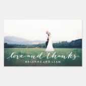愛と感謝していシンプルScriptフルブリードフォト 長方形シール (正面)