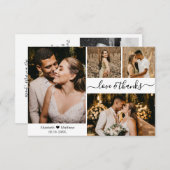 愛と感謝していスクリプト結婚の4つの写真コラージュ サンキューカード (正面/裏面)