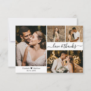 愛と感謝していスクリプト結婚の4つの写真コラージュ サンキューカード