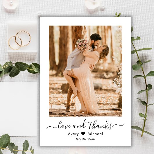 愛と感謝していスクリプモダントの写真結婚の サンキューカード