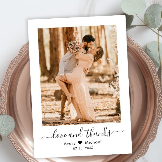 愛と感謝していスクリプモダントの写真結婚の サンキューカード