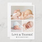愛と感謝していタイポグラフィフォトグリッド男の赤ちゃん サンキューカード (正面/裏面)