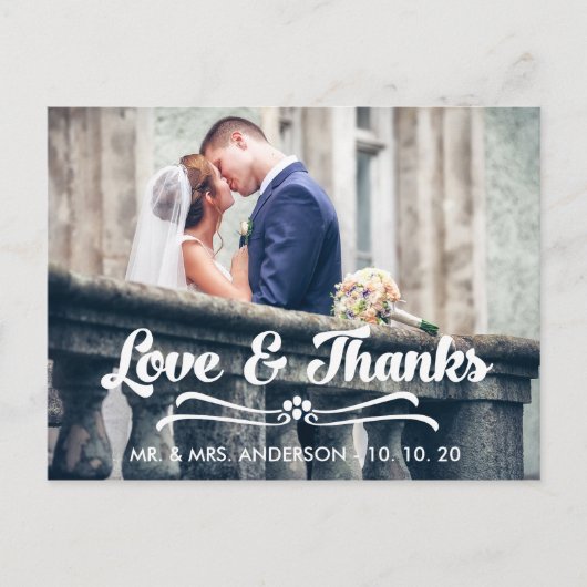 愛と感謝していタイポグラフィ感謝はがき ポストカード (正面)